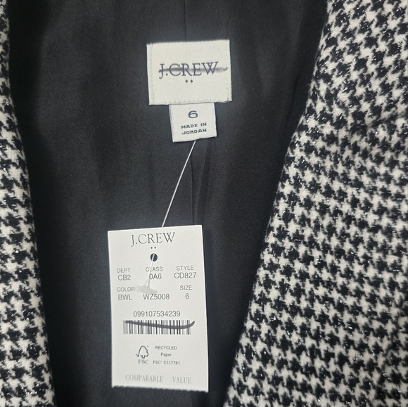 NWT J.Crew Women Sparkle Houndstooth One-Button Blazer Size 6 - Picture 5 of 5